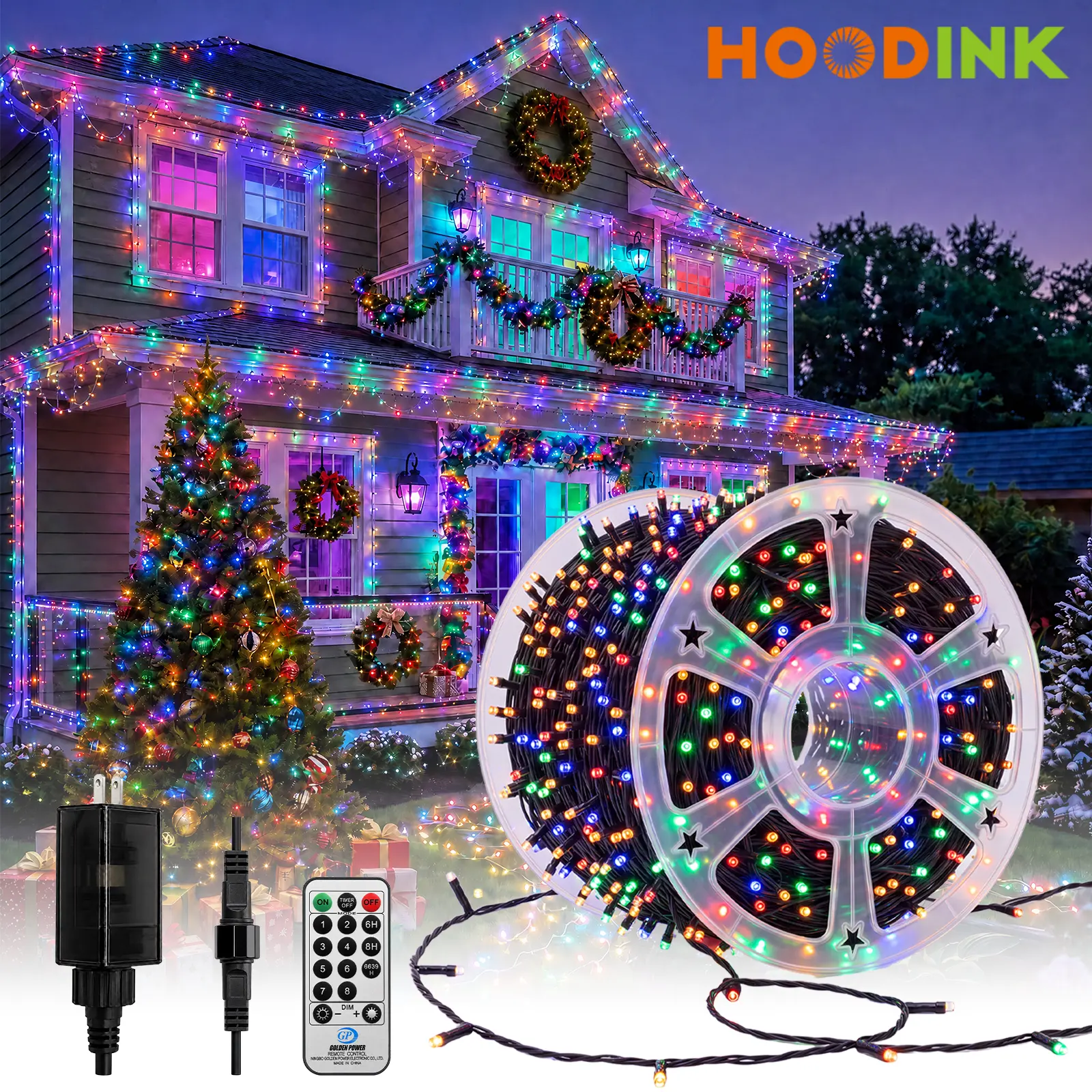 Hoodink 900LED 295FT Christmas Light String with 8 Modes Timer & Remote Control for Home Garden Yard Wedding Decorations Magical Festive Lighting