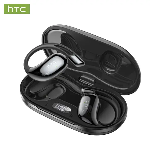 HTC NE57 Open-Ear OWS Headphones, Ear Hooks Design , Wireless Earbuds, With HD Mic, Power Digital Display, 24H Playtime, Bluetooth 6.0 Earbuds, Gaming with Low Latency, Audio Wireless Headphones, Earbuds Wireless