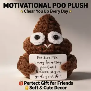 Handmade Knitted Amigurumi Poop Doll, Christmas Funny Gift, Desktop Decoration, Emotional Support Gift, Positive Card Info Included, Soft Cuddly Gift