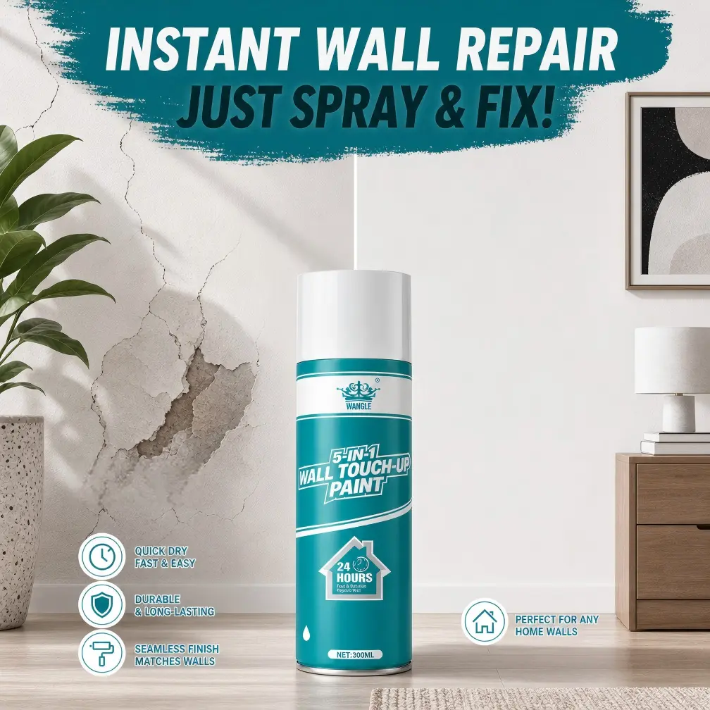 White Self-Priming Latex Drywall Touch-Up Wall Repair Spray - Masks Minor Stains, Conceals Surface Imperfections,  DIY Household Tool for Indoor Wall Patching & Renovation