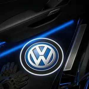 2 Pcs Volkswagen Carbon Fiber Welcome Light Set, Car Door Projection Lamp, Laser Light, Decorative Floor Lamp (batteries Not Included)