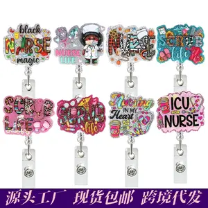 Best-selling acrylic badge reel for hospital staff, doctors, and nurses, with retractable pull cord
