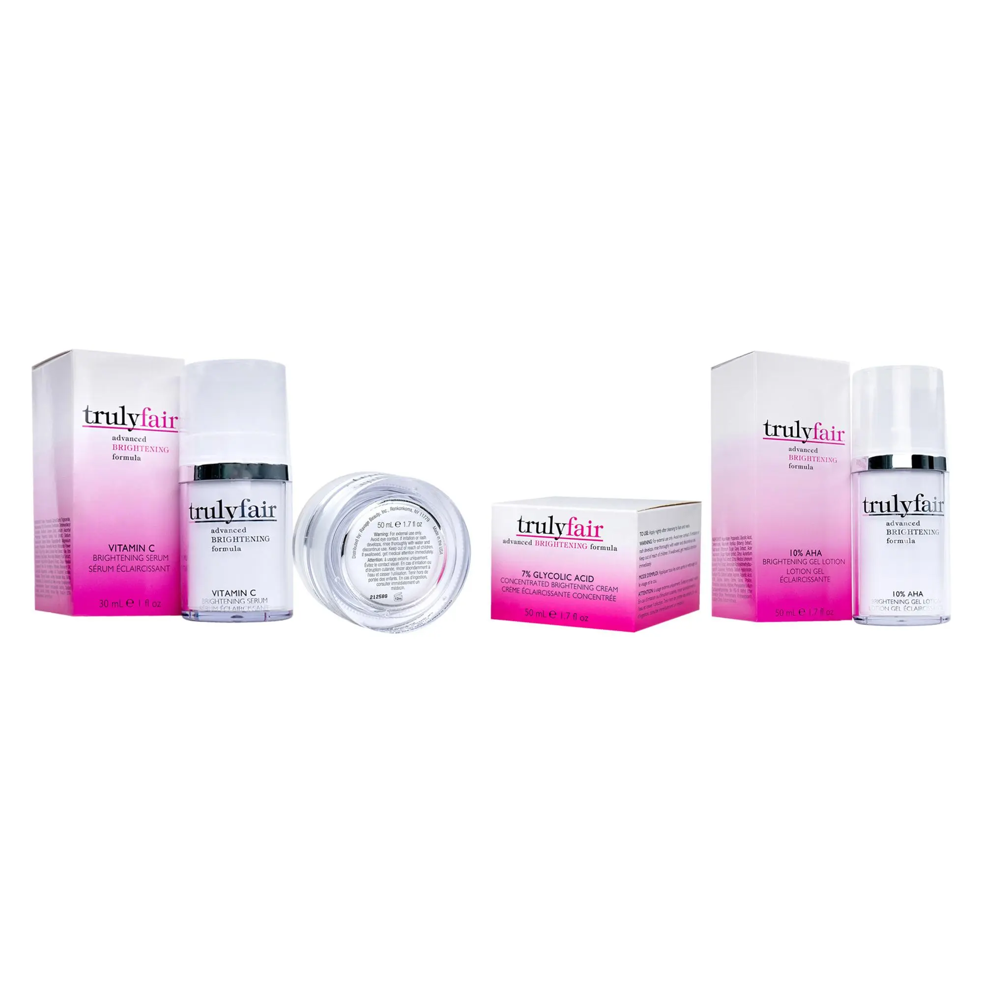 Truly Fair Radiant Skin Care Kit, 2-Piece Set with 7% Glycolic Acid Brightening Cream (1.7oz) & Vitamin C Serum (1oz), Two Piece Set
