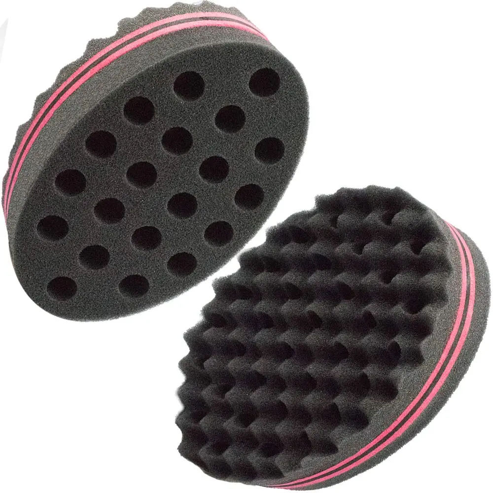 2-Sided Hair Twist Sponge for Men & Women, Firm Foam Curl & Coil Barber Tool with Large & Small Holes for Dreadlocks, Afro Twists, Long or Short Textured Hair, 1 Pc