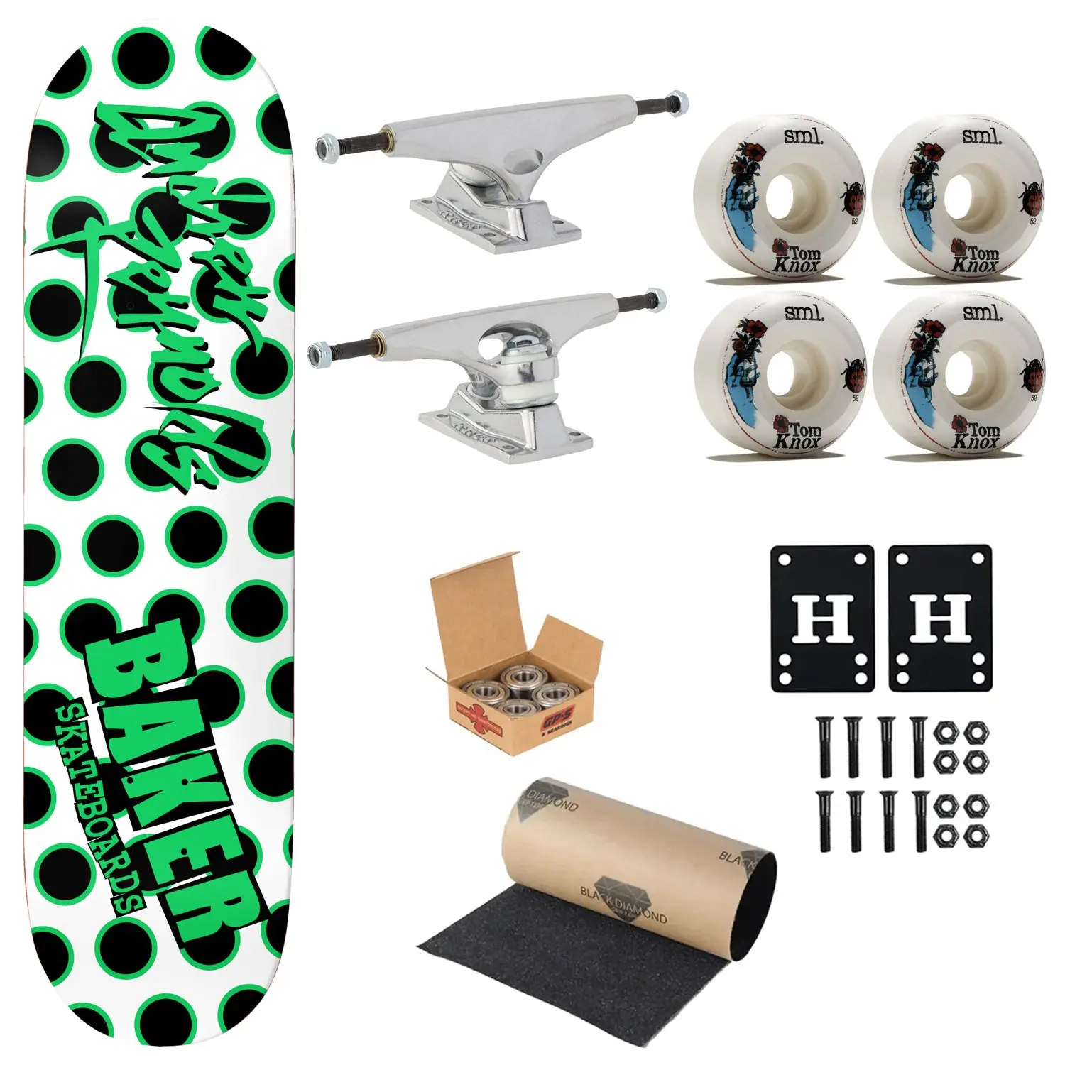 Baker Premium Complete Skateboard Reynolds Dots 8.5" Ft. Krux/SML/Independent