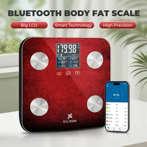 EILISON Smart Scale for Body Weight: 8-Electrode Digital Bathroom Scale for Fat BMI Muscle Body Composition Analyzer 32 Biometric Bluetooth Highly Accurate Weighing Machine,400lbs (Red)