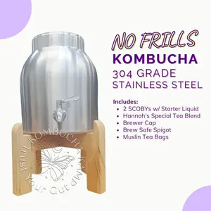Stainless Steel Vessel & Stand with Deluxe Kombucha Tea Brewer Continuous No Frills Package