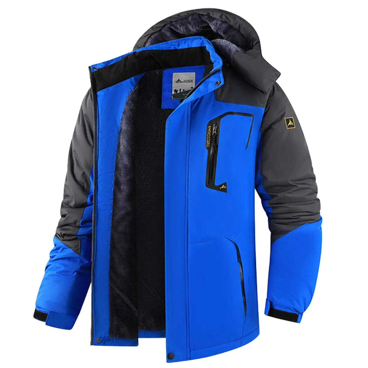 Men's Winter Jacket Peak Embroidery Instruction Manual Label Waterproof Snow Ski Mountain Coat Warm Fleece Lined Parka Jacket with Many Pockets Autumn Fresh Raincoat Sports Outdoor Fun