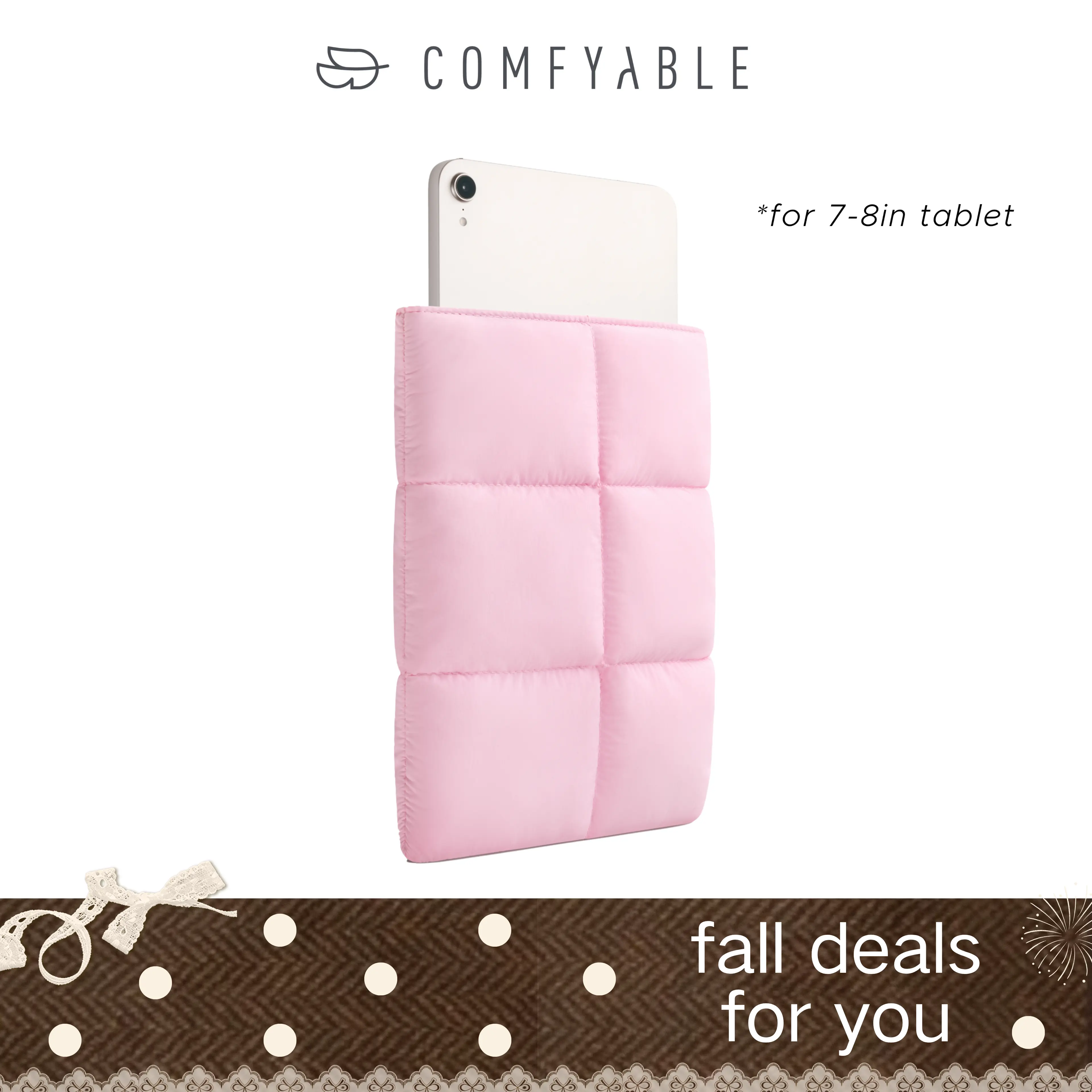 COMFYABLE Puffy Slip-On 7-8 inch Tablet Sleeve - Durable Tablet Accessory, Quilted Puffer iPad Covers & Kindle Accessories for iPad mini 7 2024 A17 Pro, Mini 6 2021 A15 (Back to School, Unisex)