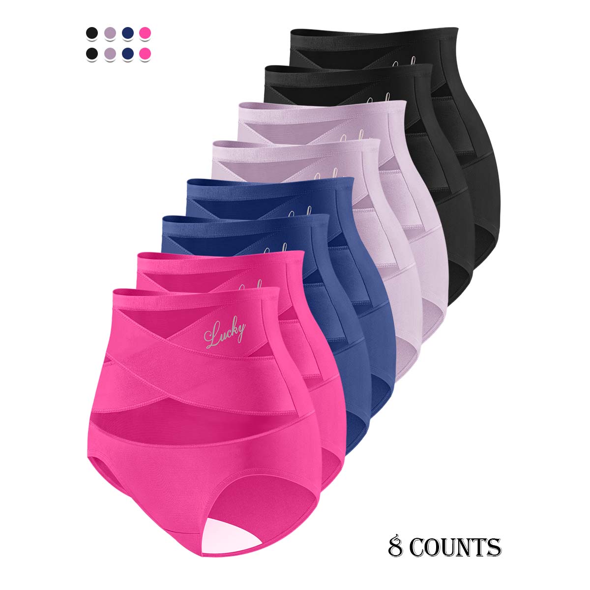 Morelect Women's High-Waist Panties,3/4/5/6/8 Pack Lucky Letter Logo,Cross-Mesh Panel Underwear,Ultra Soft Comfort Fit Briefs - Womenswear SpringStatements Morelect Women's High-Waist Panties,3/4/5/6/8 Pack Lucky Letter Logo,Cross-Mesh Panel Underwear,Ultra Soft Comfort Fit Briefs - Womenswear SpringStatements