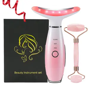 Beauty Instrument Set, Face & Neck Massager with Vibration Heating, Jade Roller, Portable Facial Massager, New, Ideal Gift