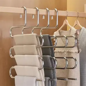 Multi-Layer Space-Saving Pants Hanger, Durable Metal Design, Perfect for Suits Shirts & Tops, Closet Organizer, Extendable Clothes Rack