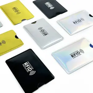 Laser RFID card cover anti scanning, anti demagnetization, anti-theft brush NFC bank ID card aluminum foil shielding card cover, gift: one random color and style