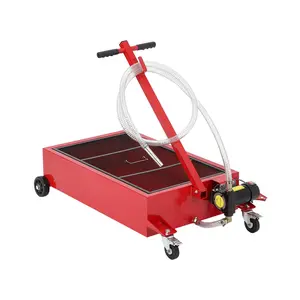 20 Gallon Low Profile Rolling Oil Drain Pan – 110V/12V Electric Pump, 8ft Hose, Folding T-Handle – Metal Waste Oil Collection Cart for Cars, Trucks, SUVs, RVs, Buses