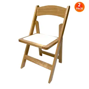 2 pcs FeliChair classic wood folding chair with detachable high quality vinyl seat pad, perfect for Event, wedding, party or family gathering fold chair