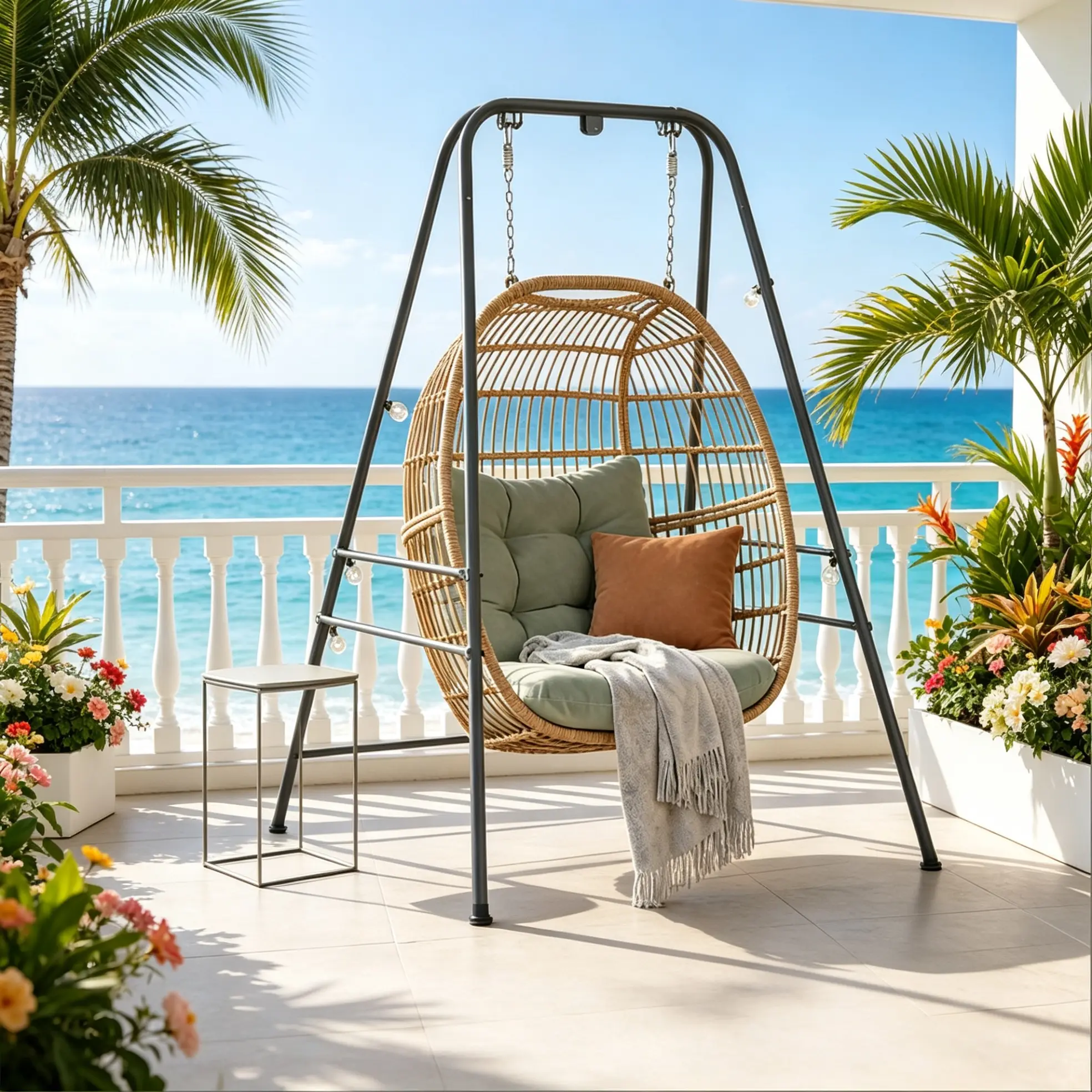 Stable Outdoor Hanging Hammock Chair Stand (Stand Only) for Bedroom, Living Room, Adults, 330 lbs Capacity, 54.3" L x 50.8" W x 72" H