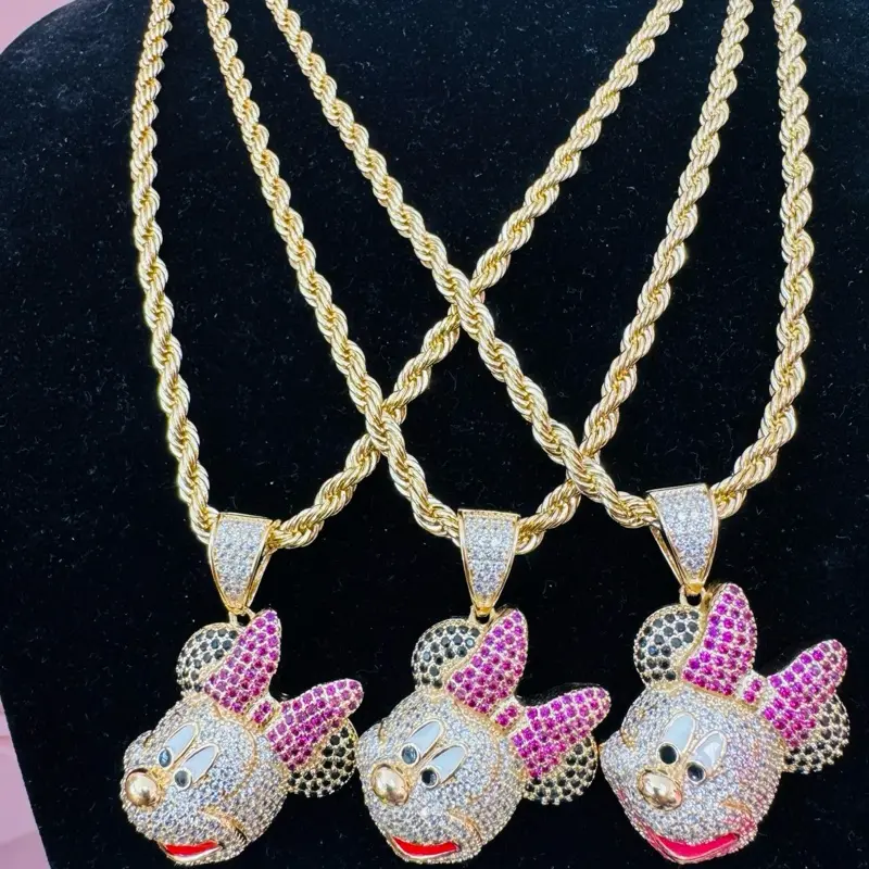 Unique. Minie mouse. Necklace. 14 gold filled stainless steel. Size 24