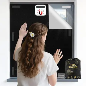 Blackout Blind, 100% Blackout No Installation for Nursery, Removable Black Out Curtains for RV, Media Room (59"x57" Black)