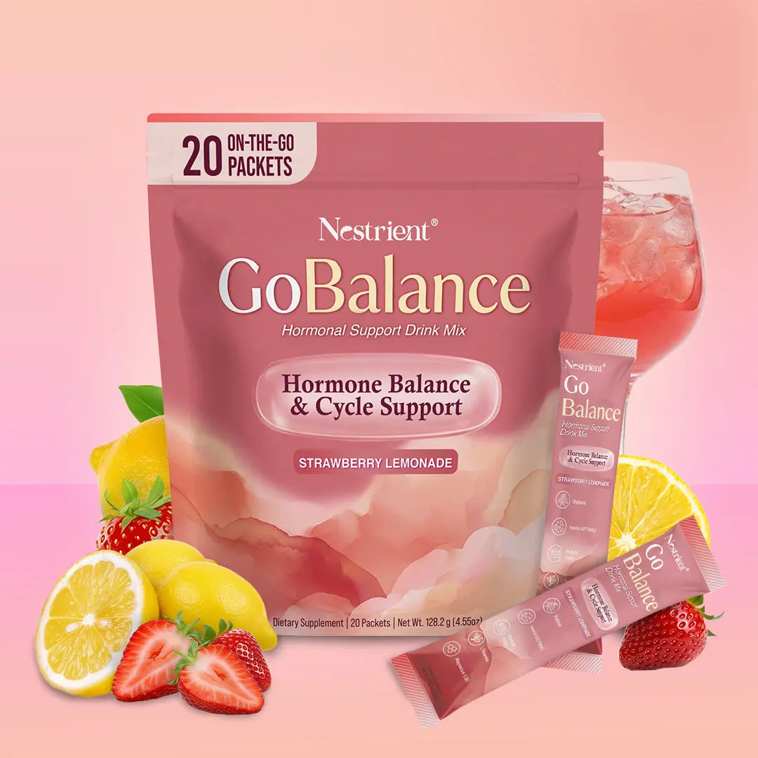 NEWS Nestrient GoBalance Hormonal Balance & Cycle Support Supplement for Women, 20 On-The-Go Packets with Pure Magnesium, Vit B6, L-Theanine, 40:1 Ratio Inositol, Rhodiola Rosea, Shatavari for PMS Relief, Period Regulation, Ovarian Health & Stress Support