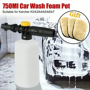 750ML Car Wash Foam Sprayer, Adjustable High-Pressure Spray Gun for Karcher K2-K7 Series, Includes 3 Car Wash Gloves, Foam Lance