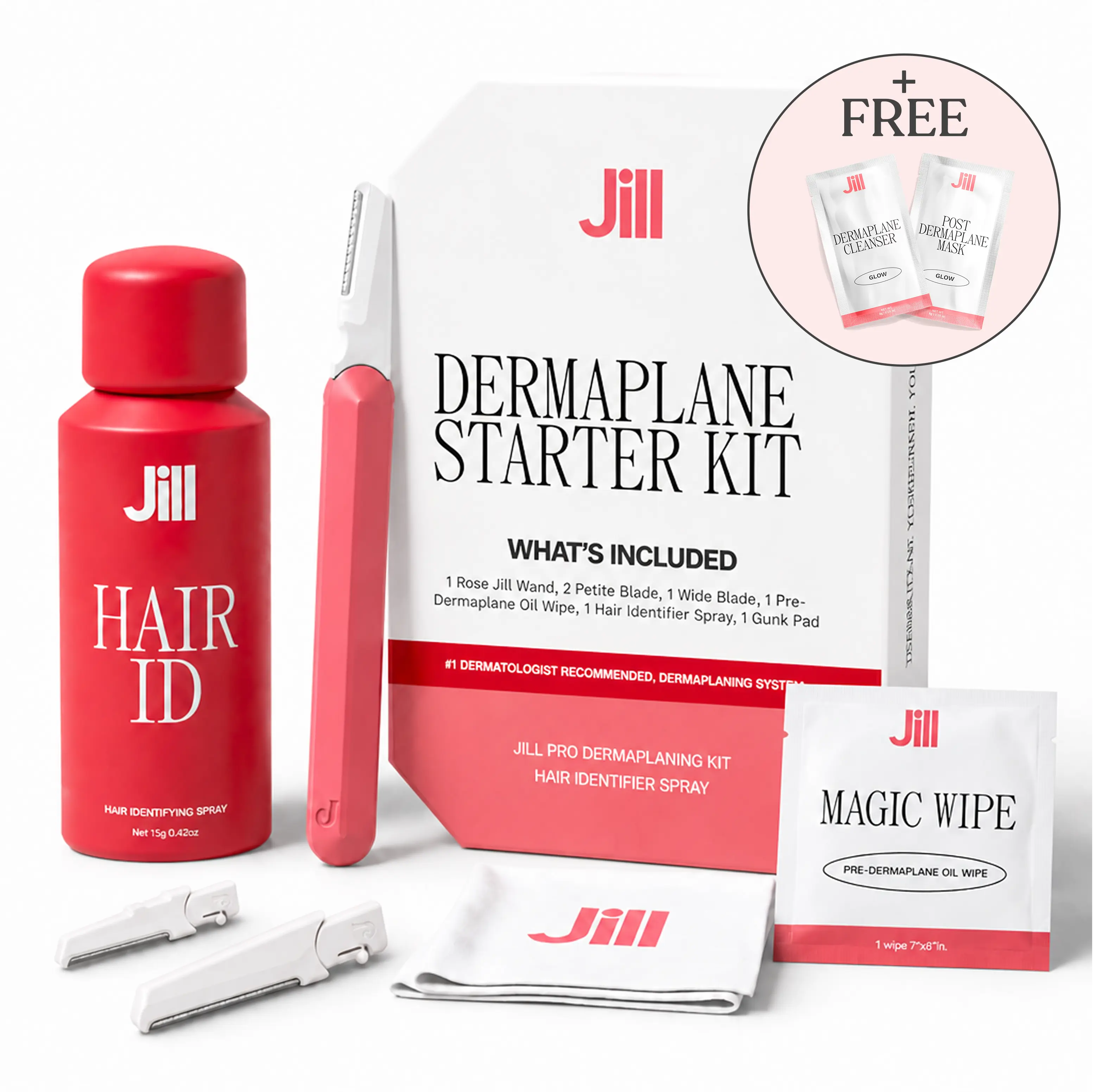 Jill Complete System Dermaplaning Kit | Razor, Hair Identifier Spray, Pre-Shave + Cleanser and Post-Shave  - Everything You Need to Dermaplane at Home