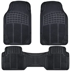 3 Piece Set，Front and Back Heavy Duty Car Rubber Floor Mats for Auto,   Universal Trim-to-Fit Custom Auto Mats, Anti-Slip Design,