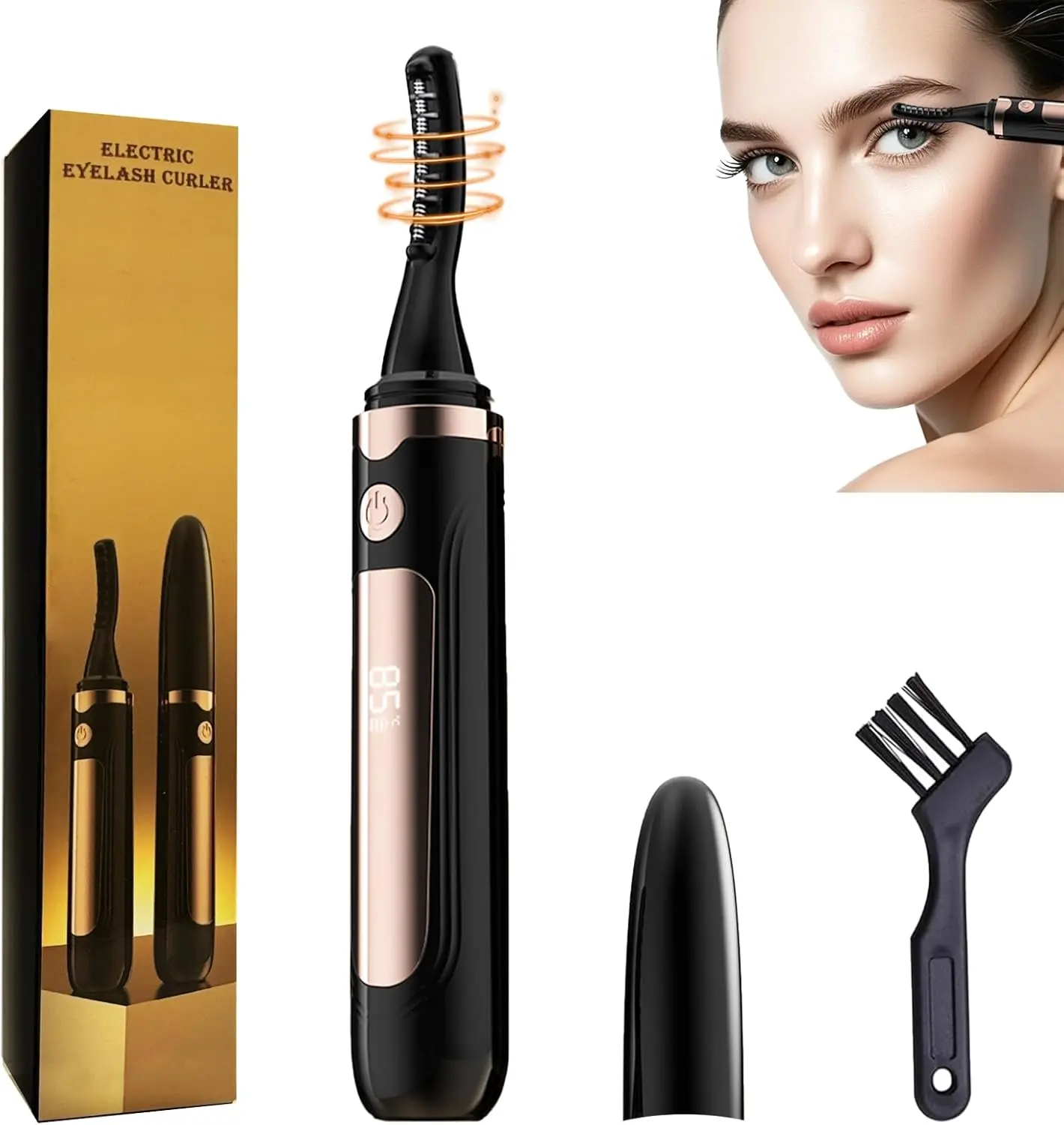 Electric Heated Eyelash Curler (Single Item) for Women - 24H Long-Lasting Curls, Rechargeable Makeup Tool with 4 Smart Temp Settings, LED Display, Batteries, Compact & Portable for Weddings, Close Friends Gifting