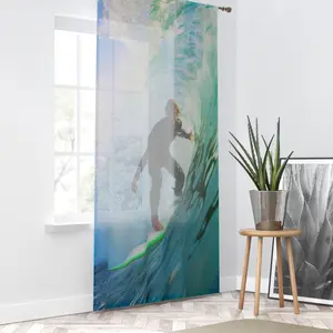 Surfer Sheer Window Curtain. Surf Curtain. Surfer room decor. Beach house unique decor.