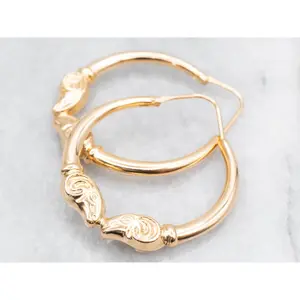 Polished Gold Ram Heads Hoop Earrings