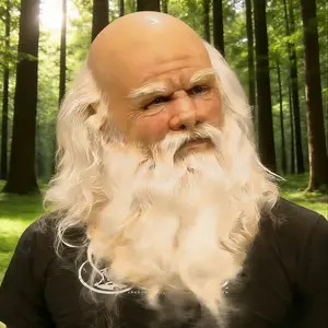 Santa Claus Latex Mask, Realistic Old Man Beard Design, Full Head Costume Accessory for Christmas & Halloween Parties, Adult Size