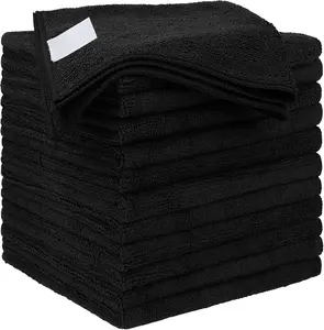 Black Microfiber Cleaning Cloth 12 Pack 12.5 x 12.5 inch Ultra Absorbent Car Washing Towels Lint Free Streak Free Cleaning Rags for Car Kitchen Window