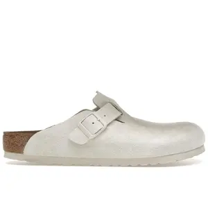 Birkenstock Unisex Boston Soft Footbed Suede Antique White, from StockX