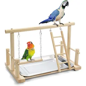 Bird Playground Parrot Perch Playstand Play Gym Stand Playpen Perches Ladder Swing Platform with Toys Exercise Playgym for Luonfels,Budgie,Cockatiels,Conures,Parakeets,Lovebird
