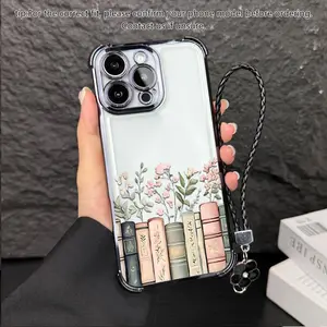 Floral Bookshelf Phone case for iPhone Samsung Galaxy 17Pro Max Air 16Plus 15 14 13 12 11 XR XS S25 S24 S23 S22 cases, Drop-Proof,Compatible,Shockproof Anti-Drop Phone Case, Perfect for Teen Girls 995