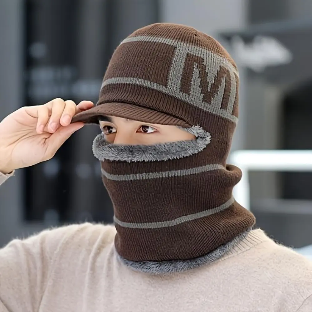 Men's Non-Stretchy Knit Winter Thermal Hat and Neck Warmer - Full Face Mask, Gaiter Mask for Skiing, Snowboarding, Extreme Cold Protection, Hand Washable (Motorcycle Protective Gear)
