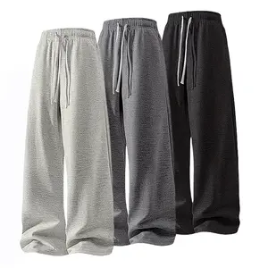 Men's 100% Polyester Relaxed Fit Sports Pants 3 Pack - Gray, Navy Blue, Black with Drawstring Elastic Waistband, Oversized Design, Perfect for Everyday Casual Wear