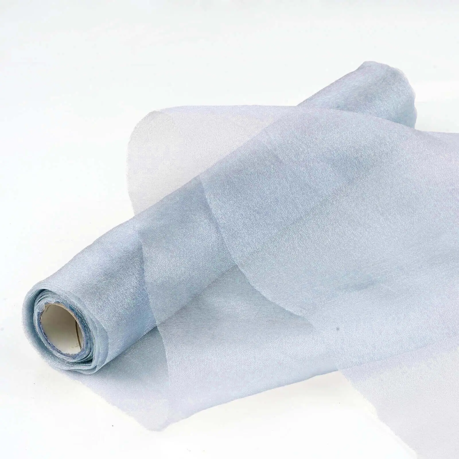 Dusty Blue Sheer Chiffon Fabric Bolt - 12"x10yd, DIY Voile Drapery Fabric for Backdrop, Decorations, Favors, Wrapping, Aisle