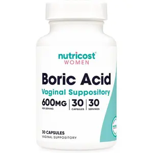 Nutricost Boric Acid 600mg, 30 Capsules - Vaginal Suppository - Non-GMO - for Women