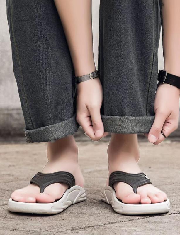 Men's Casual Plain Color Slides, SoftComfortable Home Slippers,Summer TrendvBarefoot Shoes for indoor & Outdoor Wear,Boy