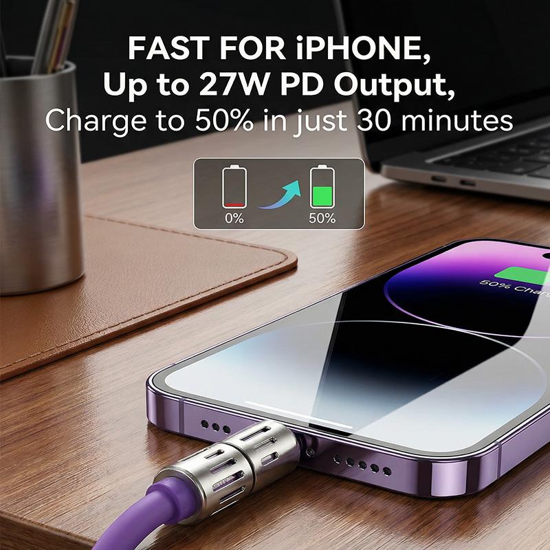 6.6FT 4-in-1 PD Fast Charging Cable [BOGO Free], Aluminum Multi-Interface Cord for Data Sync