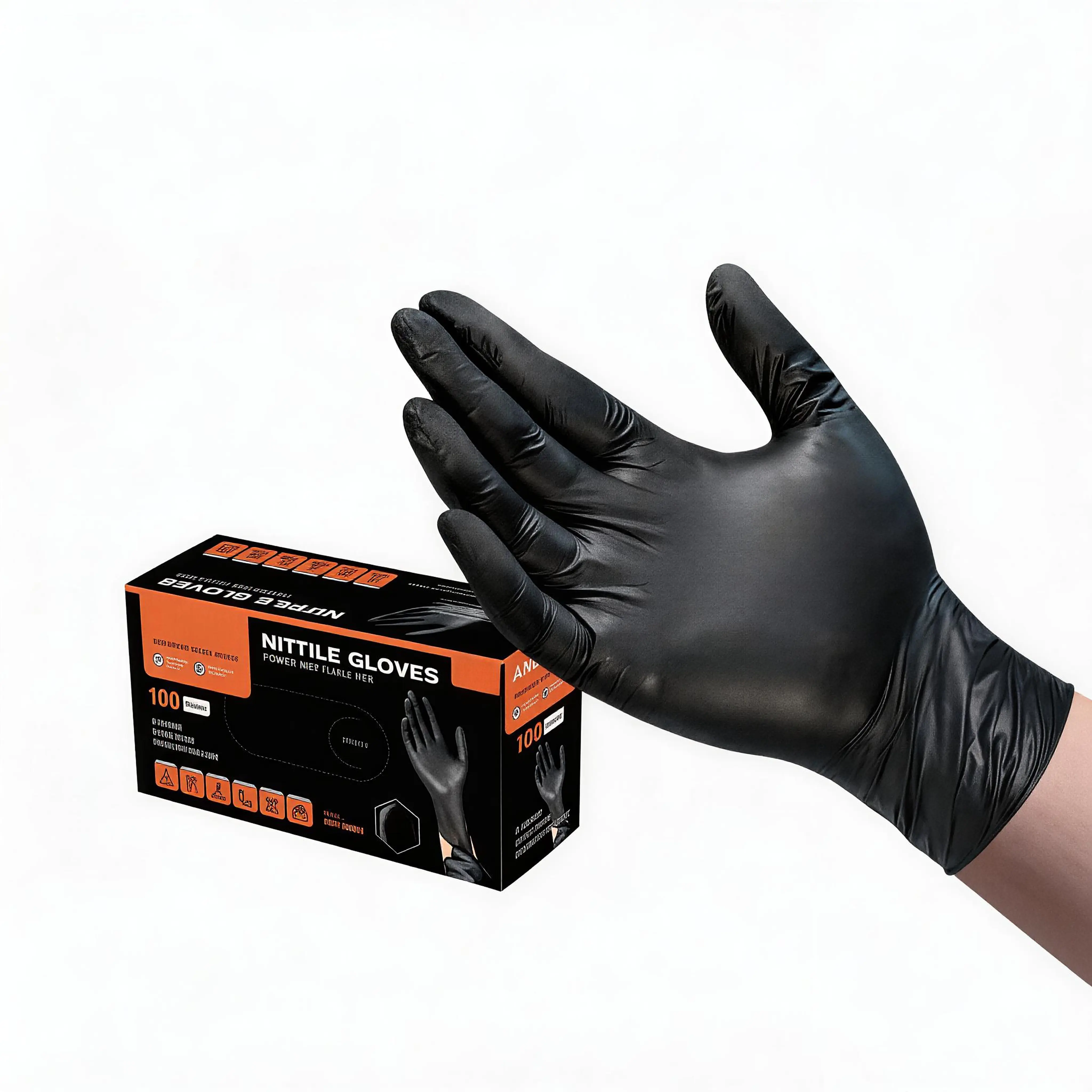 Medical Black Nitrile Exam Glove, Latex Free Powder Free Disposable Gloves for Cooking, Cleaning, and Food Prep