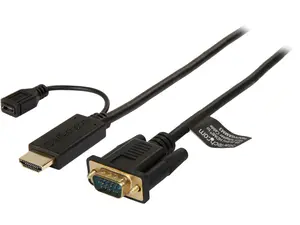 StarTech HD2VGAMM3 HDMI to VGA Cable - 3 ft. / 1m - 1080p - 1920 x 1200  - Active HDMI Cable - Monitor Cable - Computer Cable