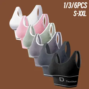 6/3/1-Piece Women's Sports Tank Tops – Wireless Bras with Removable Pads, Racerback Design, High Elasticity for Yoga, Running & Fitness, 6-Piece Set