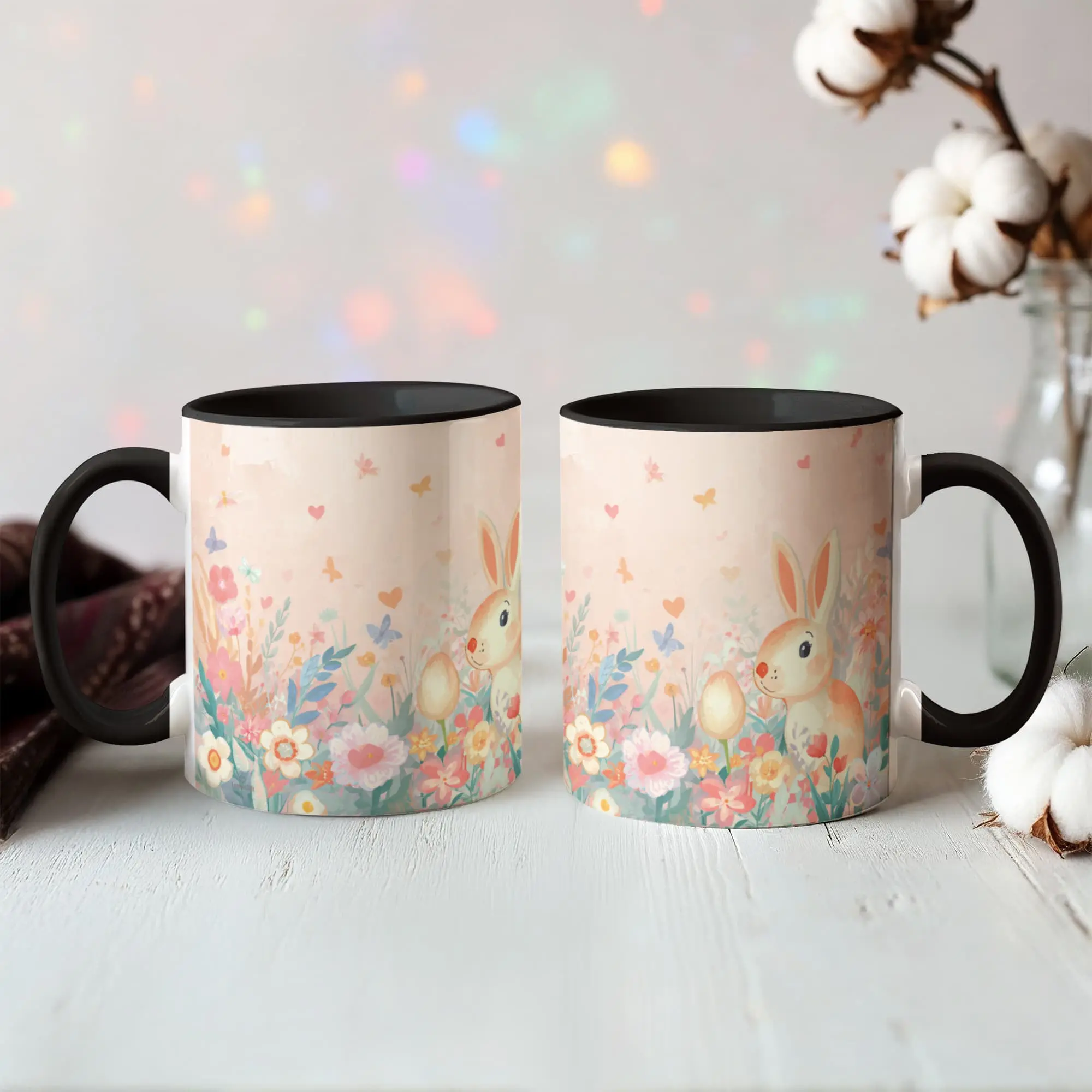Easter Bunny Garden Mug - 11 & 15 Oz., 15 Oz. Animal-Themed Drinkware for Teachers, Features a Little Bunny, a Little Love, a Perfect Easter Moment Kitchenware, Animals