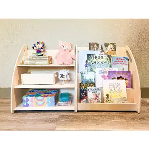 SARAFINA + FINA bundle - Med Montessori Toy Shelf Bookshelf combo - Montessori Wooden Furniture – Nursery Gift – Wooden Toy Shelf