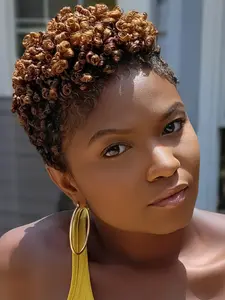 Women's Short African Curl Wig Cap, Headpiece, Rose Net Design, Easy Wear & Manageable, Perfect for Christmas/new Year/daily Use, Afro Curly Wigs