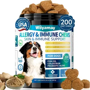 Natural Dogsnacks Allergy & Immune Chews for Dogs - 200 Soft Chicken Flavor Treats with Omega-3, Probiotics & Colostrum for Skin Comfort & Seasonal Support, extra hydration support seasonal allergy, Supplements TikTokShopHolidayHaul