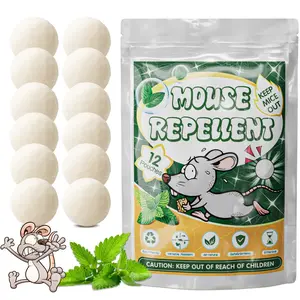 12 Pouches Mouse Repellent Balls, Peppermint Oil Moth Balls for Rats and Squirrels, Natural Pest Control Rodents Deterrent for Indoor/Outdoor Use, Home, Garage, House, Car, Garden, Sewer, Basement - Safe for Humans & Pets