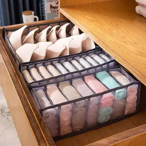 New Style 3-Piece Set, Bedroom Underwear Socks Drawer Organizer, Washable Mesh Foldable Makeup Basket, Clothes Storage Box