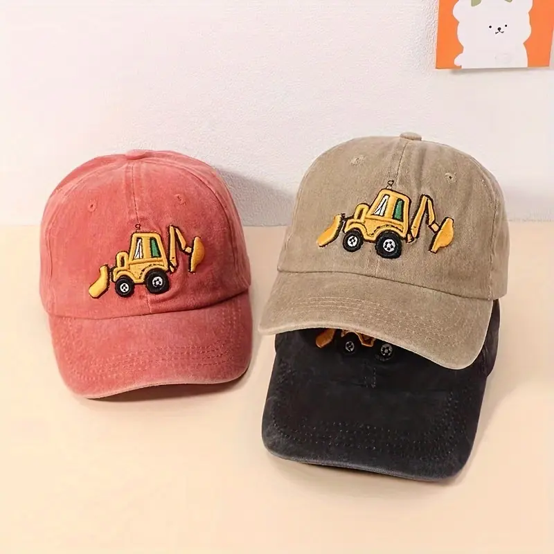 Boys' Washed Baseball Cap - Children's Embroidery, Sun Protection, Adjustable, Casual, Fashionable, Versatile Duckbill Hat